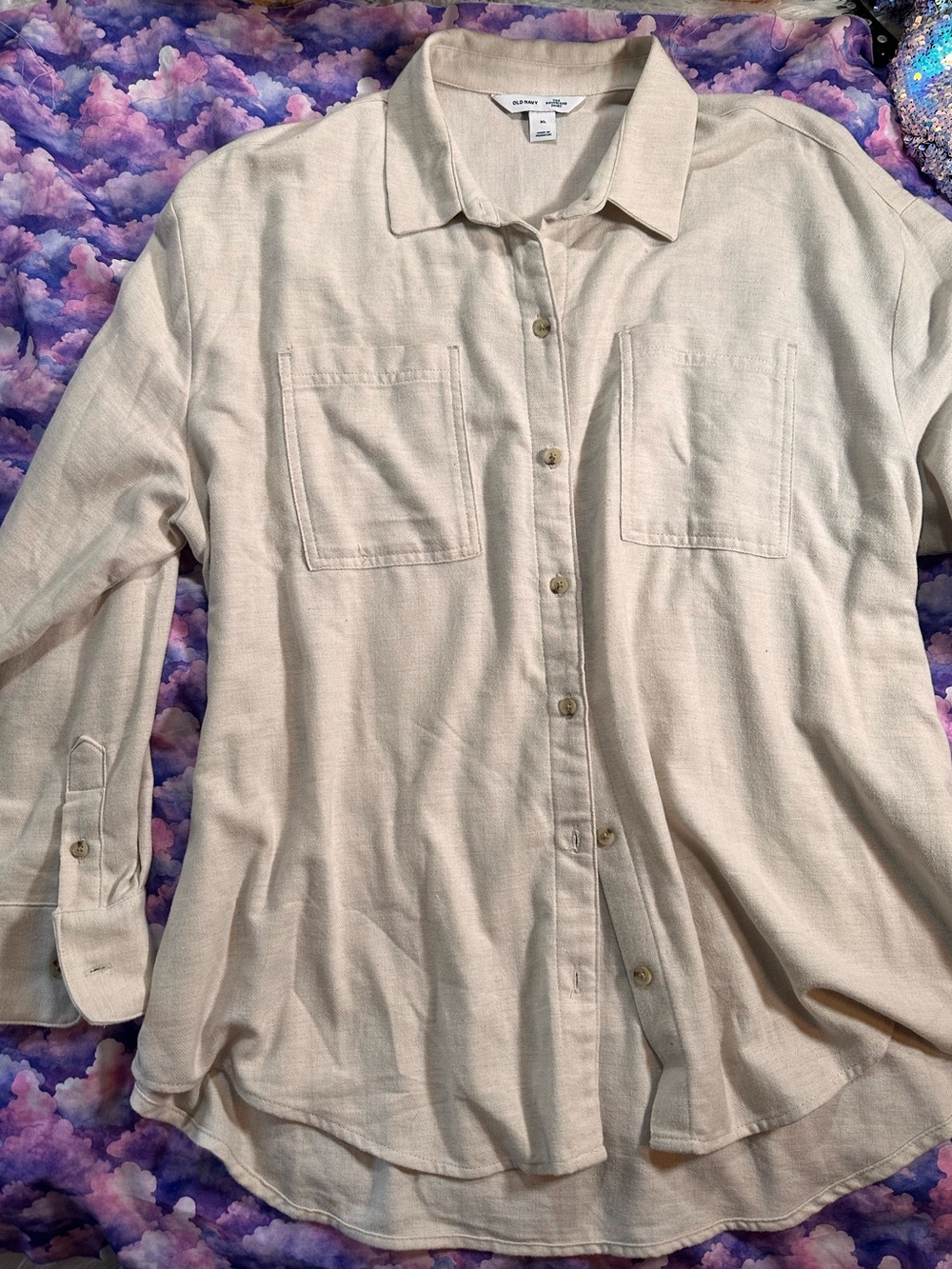 Old Navy • The Boyfriend Shirt Creamy White Flannel
